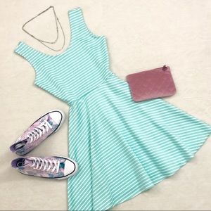 SOLD Derek Heart Mint Striped Fit & Flare Dress